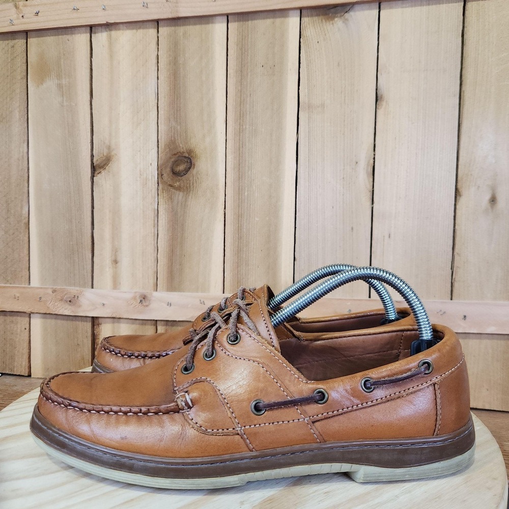 Allen Edmonds Eastport 3 Eye Shoes Mens 9 Brown Leather Boat Deck Moc Toe Casual